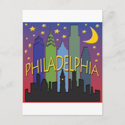 Philadelphia Skyline Nachtleben Postkarte (Vorderseite)