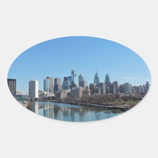 Philadelphia Skyline Ovaler Aufkleber (Vorderseite)