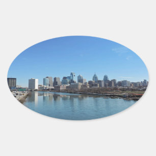Philadelphia-Skyline Ovaler Aufkleber