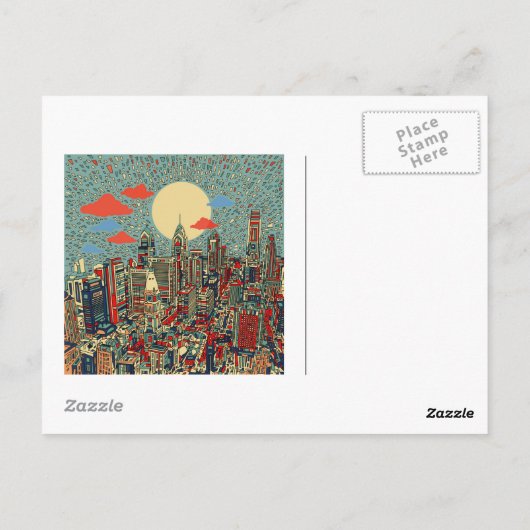 Philadelphia-Skyline Postkarte (Rückseite)