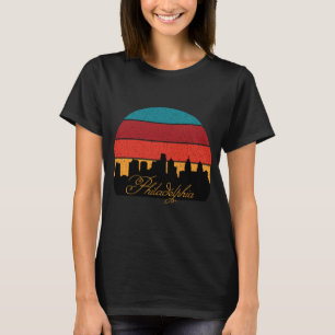 Philadelphia Skyline Retro Sonnenuntergang Reise T-Shirt