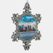 Philadelphia Skyline Schneeflocken Zinn-Ornament (Links)