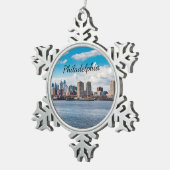 Philadelphia Skyline Schneeflocken Zinn-Ornament (Rechts)