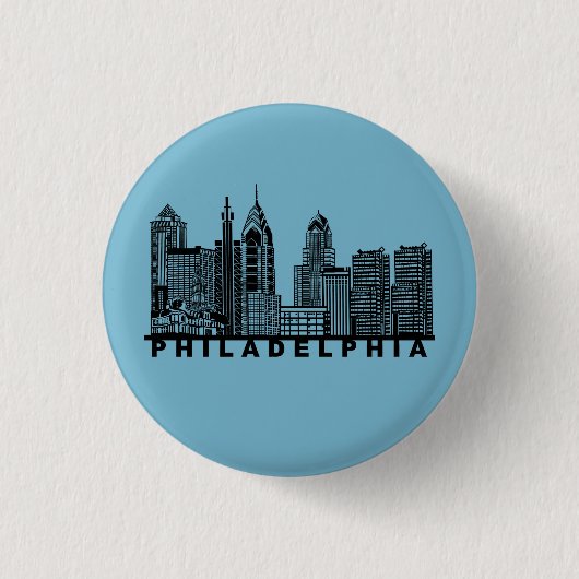 Philadelphia Skyline Silhouette  Button (Vorderseite)