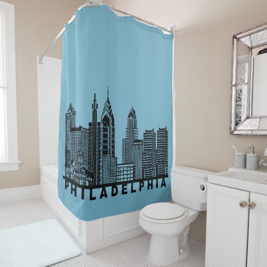 Philadelphia Skyline Silhouette Duschvorhang (Beispiel)