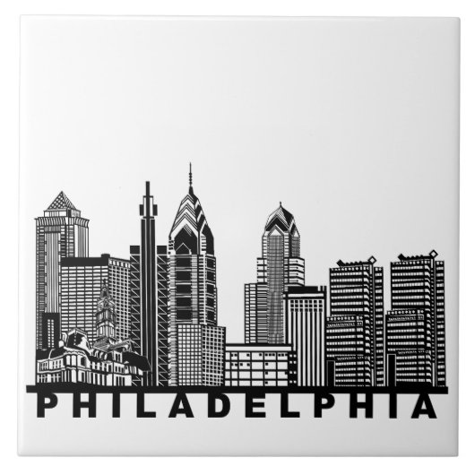 Philadelphia Skyline Silhouette  Fliese (Vorderseite)