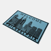 Philadelphia Skyline Silhouette Fußmatte (Schrägansicht)