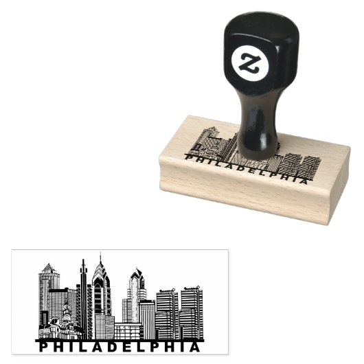 Philadelphia Skyline Silhouette  Gummistempel (Stempel)