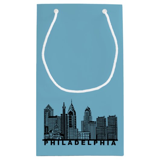 Philadelphia Skyline Silhouette  Kleine Geschenktüte (Rückseite)