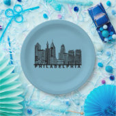 Philadelphia Skyline Silhouette  Pappteller (Party)