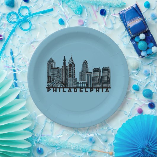 Philadelphia Skyline Silhouette  Pappteller (Party)