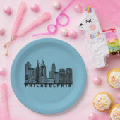 Philadelphia Skyline Silhouette  Pappteller (Party)
