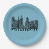 Philadelphia Skyline Silhouette  Pappteller (Vorderseite)