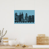 Philadelphia Skyline Silhouette  Poster (Küche)