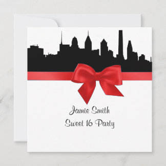 Philadelphia Skyline Silhouette Rot Sweet Sixteen Einladung