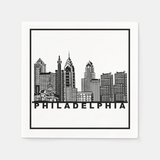 Philadelphia Skyline Silhouette  Serviette (Vorderseite)
