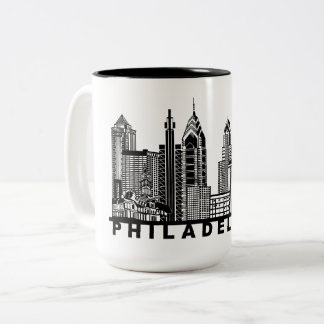 Philadelphia Skyline Silhouette  Zweifarbige Tasse