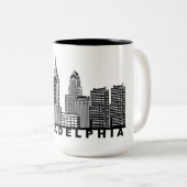 Philadelphia Skyline Silhouette  Zweifarbige Tasse (VorderseiteRechts)