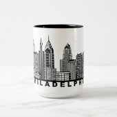 Philadelphia Skyline Silhouette  Zweifarbige Tasse (Mittel)