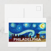 Philadelphia Skyline Starry Night Van Gogh Insp. Postkarte (Vorne/Hinten)