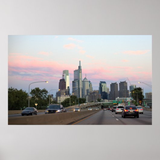 Philadelphia Skyline Sunset Foto Poster (Vorne)