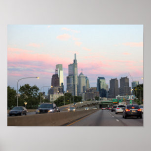 Philadelphia Skyline Sunset Foto Poster