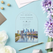 Philadelphia Skyline Watercolor Wedding Arch Acryleinladungen (Insitu (Hochzeit))