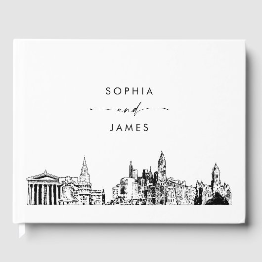 Philadelphia Skyline Wedding Guest Book Gästebuch (Vorderseite)