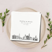Philadelphia Skyline Wedding Paper Cocktail Napkin Serviette