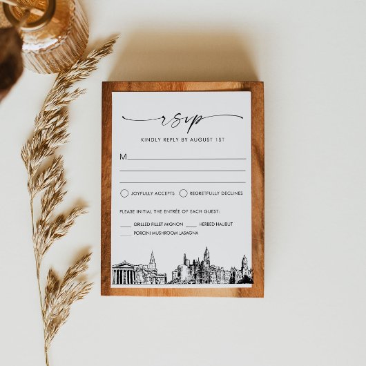 Philadelphia Skyline Wedding RSVP Response Card Karte