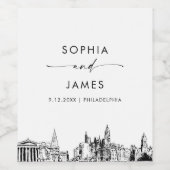 Philadelphia Skyline Weinetikett (Einzelnes Label)