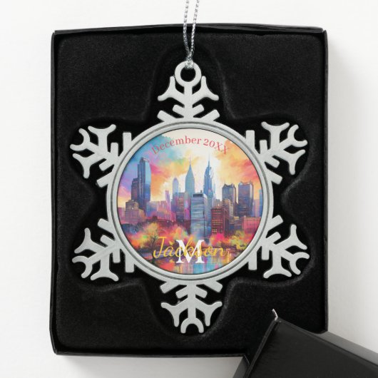 Philadelphia Snowflake Weihnachtsschmuck Schneeflocken Zinn-Ornament (Box)