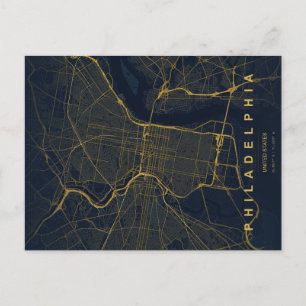 Philadelphia Stadtplan Minimale Postkarte
