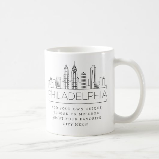 Philadelphia Stylized Skyline | Benutzerdefinierte Kaffeetasse (Rechts)