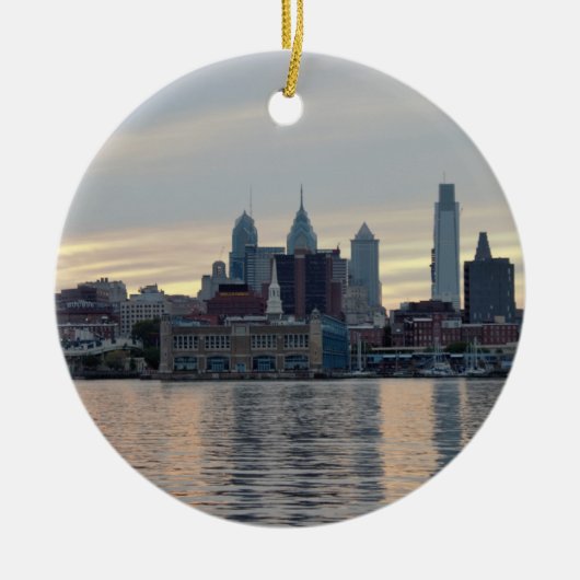 Philadelphia Sunset Skyline Foto Keramikornament (Vorne)