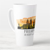 Philadelphia Sunset Skyline Map Koordinaten Milchtasse (Linke Ecke)