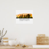 Philadelphia Sunset Skyline Map Koordinaten Poster (Küche)
