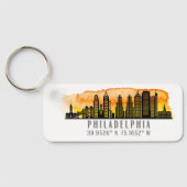 Philadelphia Sunset Skyline Map Koordinaten Schlüsselanhänger (Rückseite)