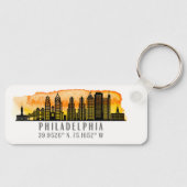 Philadelphia Sunset Skyline Map Koordinaten Schlüsselanhänger (Vorderseite)