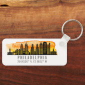 Philadelphia Sunset Skyline Map Koordinaten Schlüsselanhänger (Vorderseite)