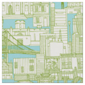 Philadelphia Toile Aqua Olive Stoff (Nahaufnahme)