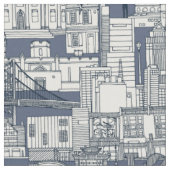 Philadelphia Toile Blau Indigo Stoff (Nahaufnahme)