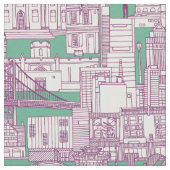 Philadelphia-Toile violette Pfefferminze Stoff (Nahaufnahme)