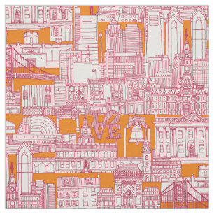 Philadelphia Toile Viva Magenta Satsuma Stoff