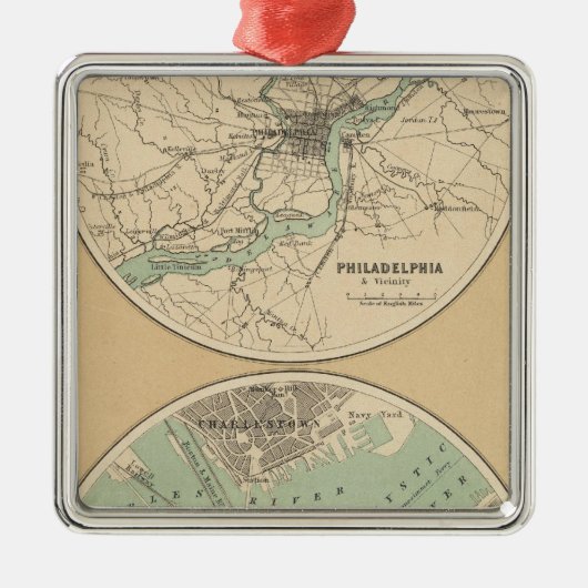 Philadelphia und Boston Silbernes Ornament (Vorne)