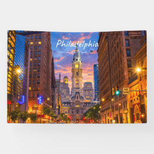 Philadelphia, USA - Rathaus Twilight Skyline Banner