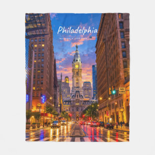 Philadelphia, USA - Rathaus Twilight Skyline Fleecedecke