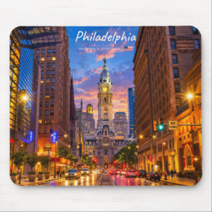 Philadelphia, USA - Rathaus Twilight Skyline Mousepad