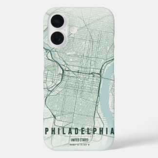 Philadelphia USA Stadtplan Minimales Design iPhone 16 Hülle