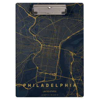 Philadelphia USA Stadtplan Minimales Design Klemmbrett